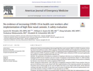 No evidence of increasing COVID-19 in health care workers after implementation of high flow nasal cannula: A safety evaluation