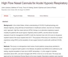High Flow Nasal Cannula for Acute Hypoxic Respiratory Failure in COVID-19